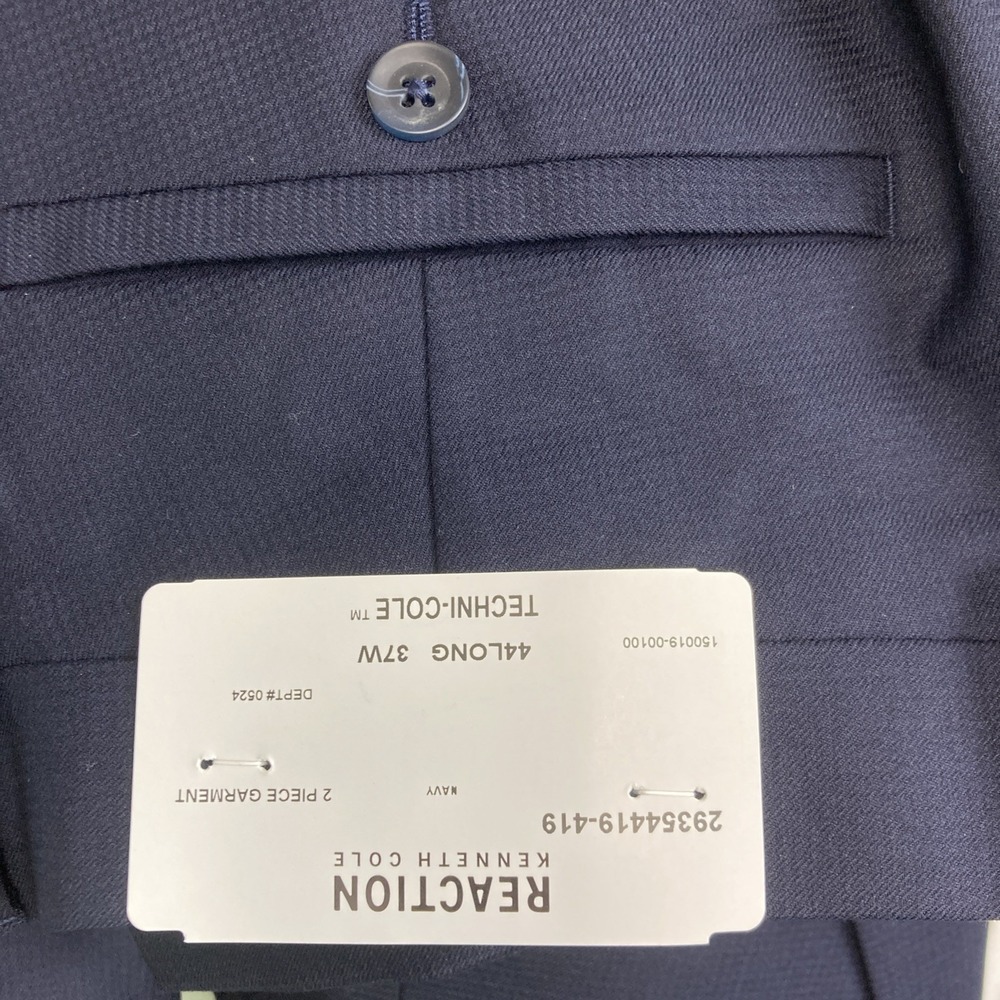 Kenneth Cole Reaction Men 2-pc Techni-Cole Suit Navy Jacket 44L Pant 37W 32L - Picture 12 of 14